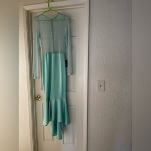 Elegant Mermaid Mint Green Long Sleeve Dress